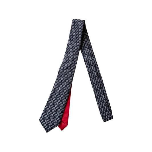 NECKTIE - GREY W/ RED LEATHER