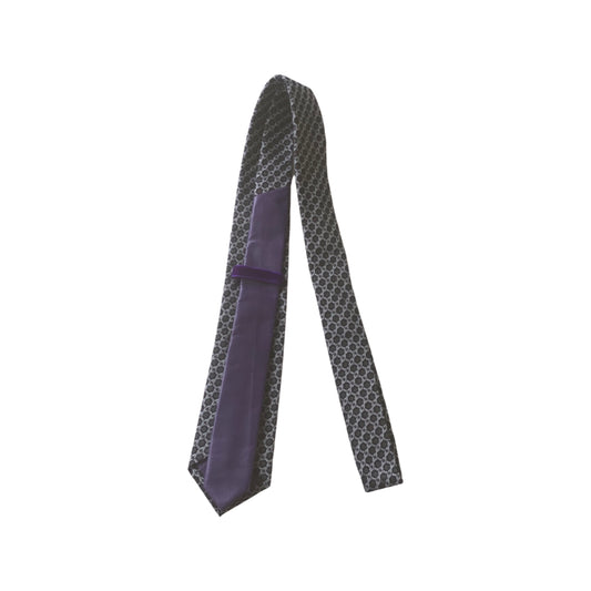 THE NECKTIE - GREY W/ PURPLE LEATHER