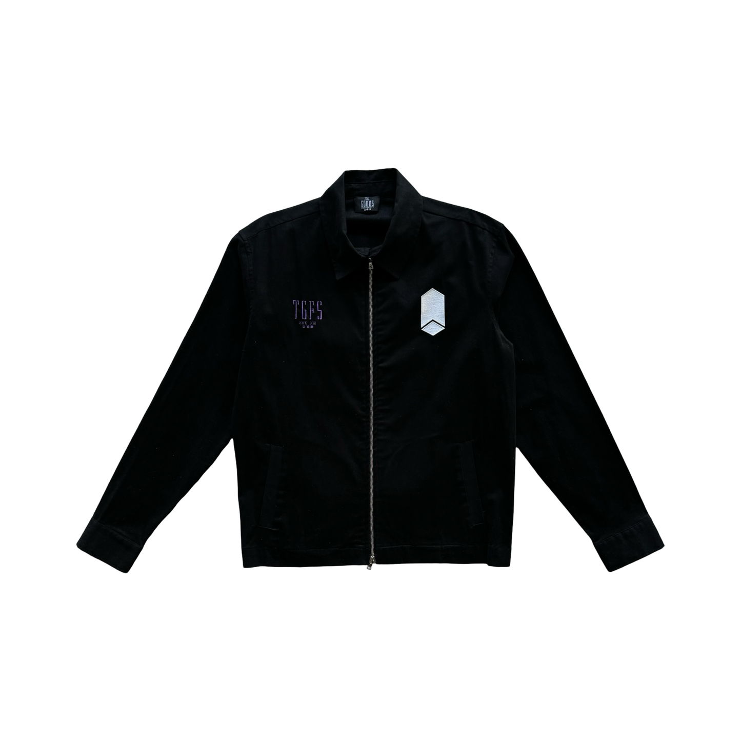 FALLING BOX VALET JACKET - BLACK W/ PURP INITIALS